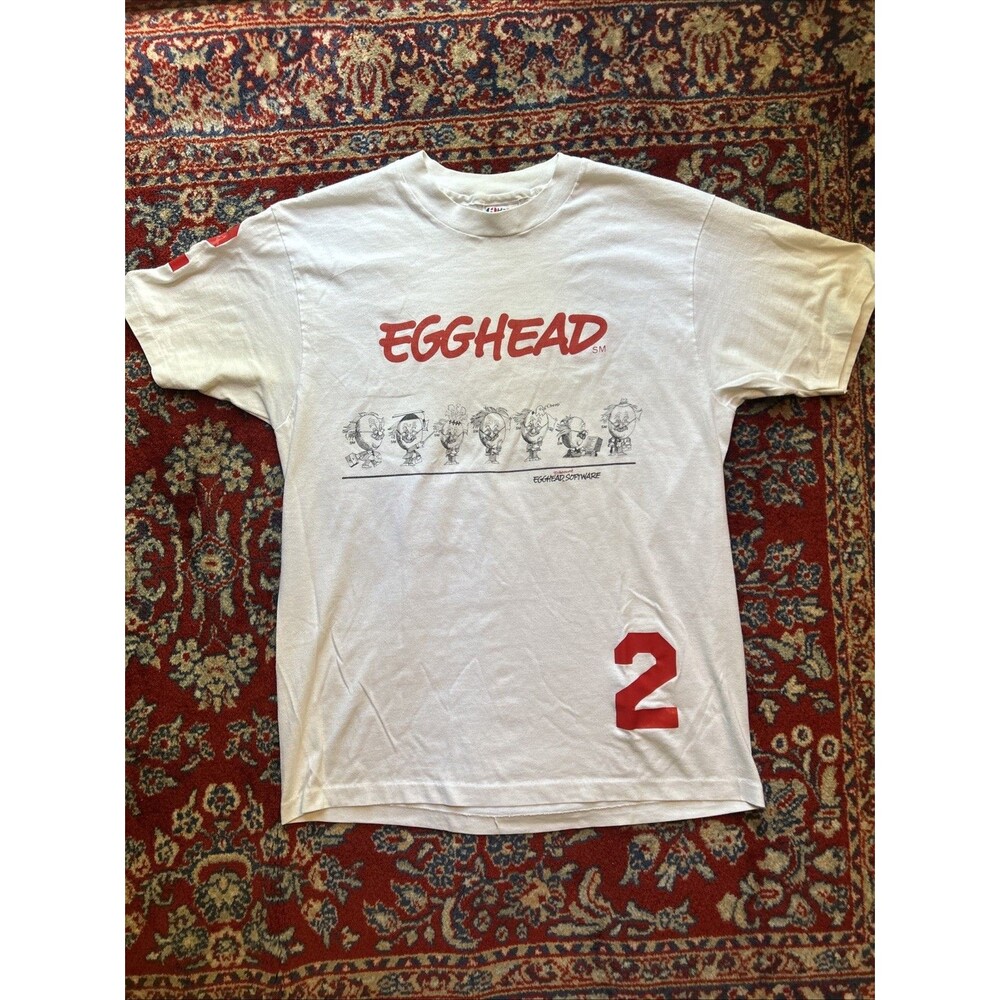 Vintage Egghead Software L Single Stitch T- Shirt 80s PC computer USA